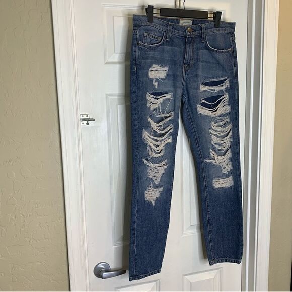 Current/Elliott The Fling Westward Destroy W/Repair Jeans Size 26 - Picture 2 of 9